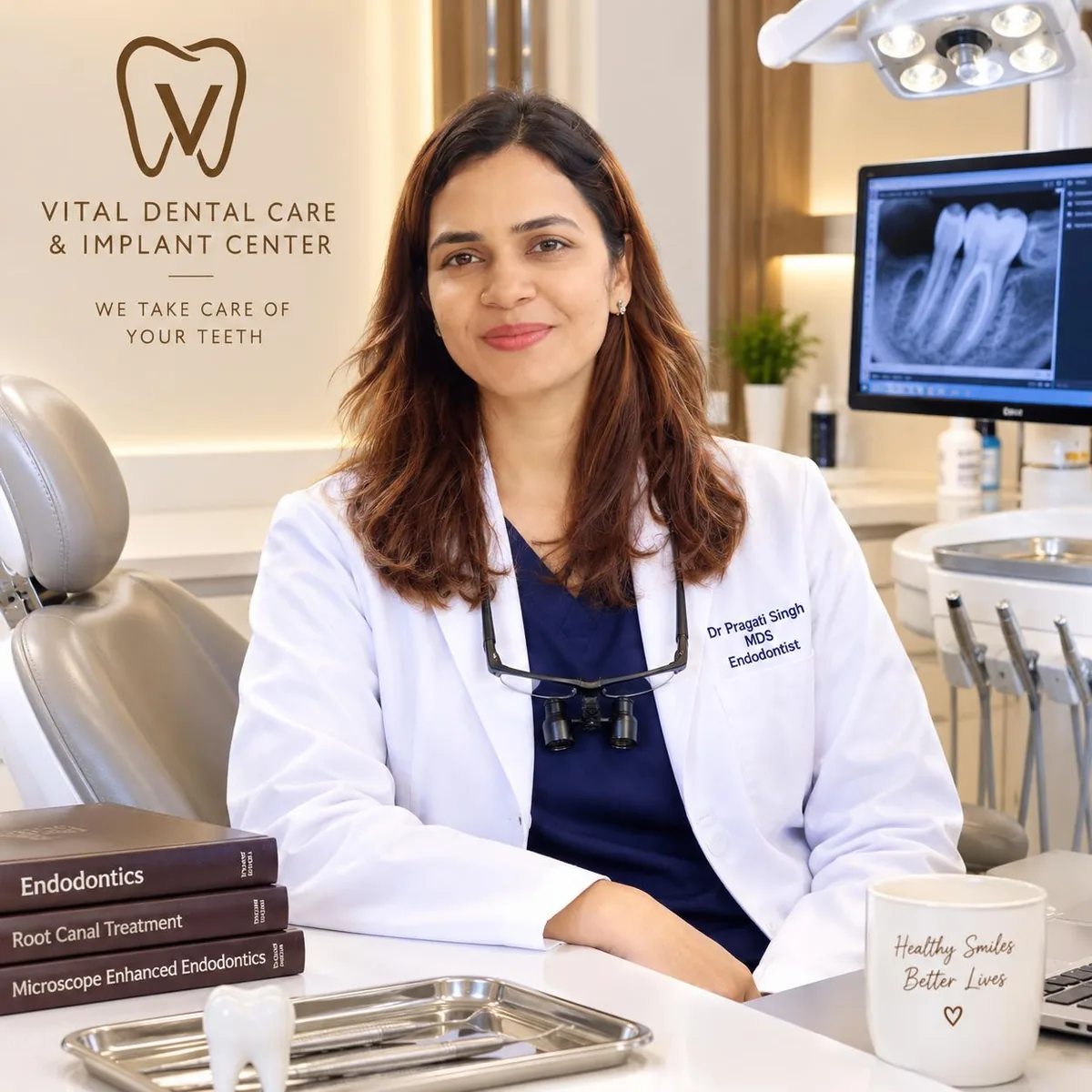 Dr. Pragati Singh, B.D.S., M.D.S., Endodontist, at Vital Dental Care and Implant Center