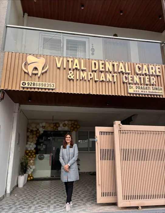 Vital Dental Care & Implant Center storefront on GMS Road, Dehradun
